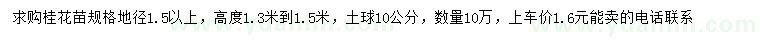 求購地徑1.5以上桂花苗