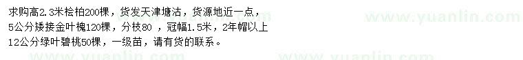 求購檜柏、金葉槐、綠葉碧桃