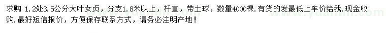 求購1.2米量3.5公分大葉女貞