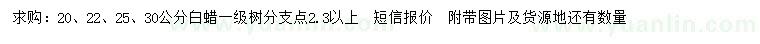 求購20、22、25、30公分白蠟