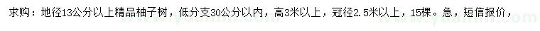 求購地徑13公分以上精品柚子樹