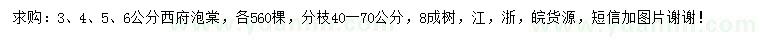 求購3、4、5、6公分西府泡棠