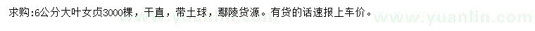求購6公分大葉女貞