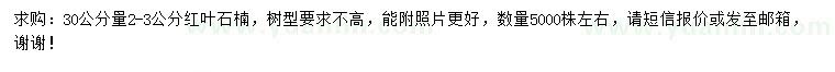 求購30公分量2-3公分紅葉石楠