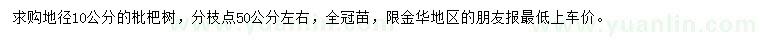 求購地徑10公分枇杷
