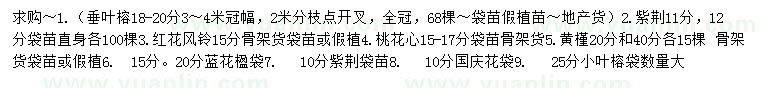 求購(gòu)垂葉榕、紫荊、黃槿等
