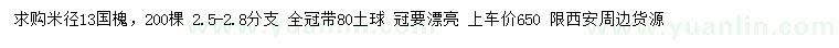 求購米徑13公分國槐