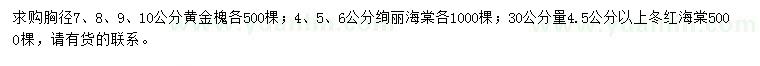 求購(gòu)黃金槐、絢麗海棠、冬紅海棠