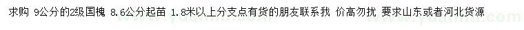 求購(gòu)9公分國(guó)槐