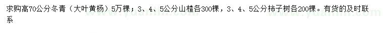 求購(gòu)大葉黃楊、山楂樹、柿子樹