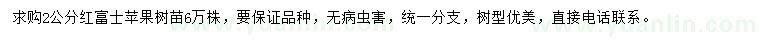 求購(gòu)2公分紅富士蘋(píng)果樹(shù)