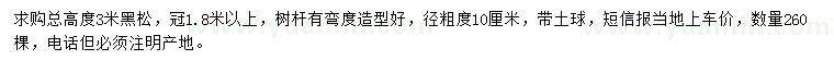 求購總高度3米黑松