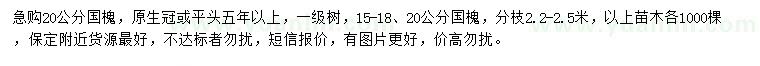 求購15-18、20公分國槐