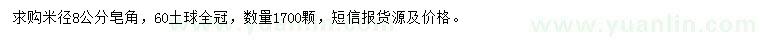 求購(gòu)米徑8公分皂角