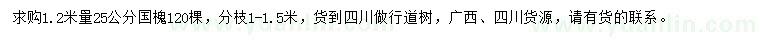 求購1.2米量25公分國槐