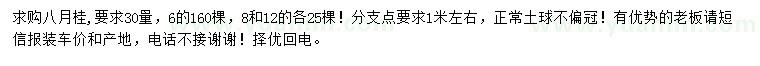 求購(gòu)地徑6、8、12公分八月桂