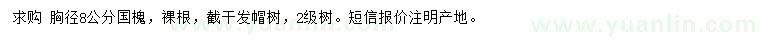 求購(gòu)胸徑8公分國(guó)槐