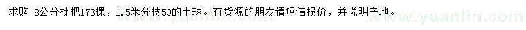 求購8公分枇杷