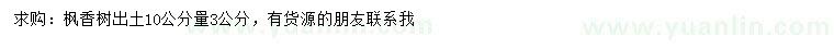 求購10公分量3公分楓香