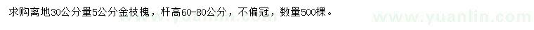 求購(gòu)30公分量5公分金枝槐