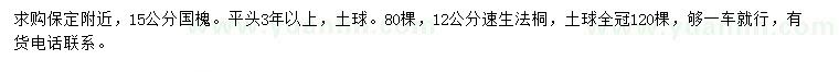 求購(gòu)15公分國(guó)槐、12公分速生法桐