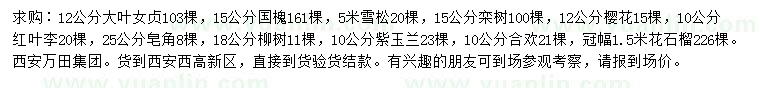 求購(gòu)大葉女貞、國(guó)槐、雪松等
