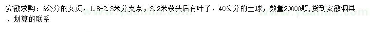 求購6公分女貞