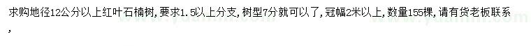 求購(gòu)地徑12公分紅葉石楠