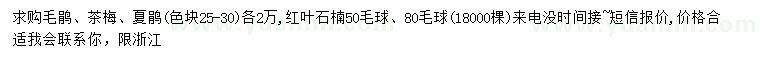 求購毛鵑、茶梅、夏鵑等