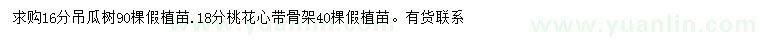 求購16公分吊瓜樹、18公分桃花心