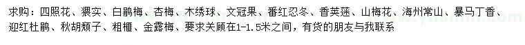 求購四照花、猥實、白鵑梅等