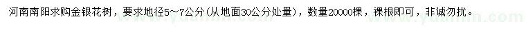 求購(gòu)30公分量5-7公分金銀花樹