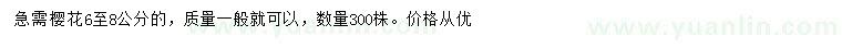 求購(gòu)6-8公分櫻花