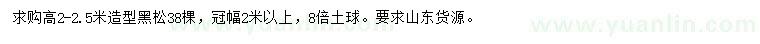 求購高2-2.5米造型黑松