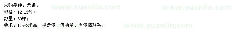 求購(gòu)12-13公分龍眼樹