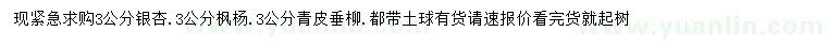求購(gòu)銀杏、楓楊、青皮垂柳