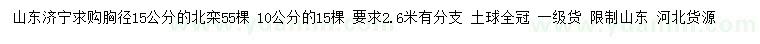 求購(gòu)胸徑10、15公分北欒