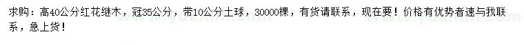 求購高40公分紅花繼木