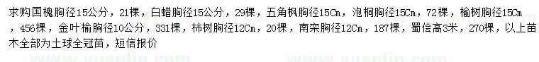 求購國槐、白蠟、五角楓等