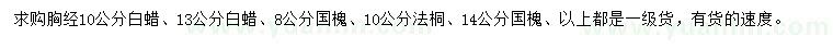 求購白蠟、國槐、法桐