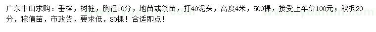 求購(gòu)胸徑10公分垂榕、20公分秋楓