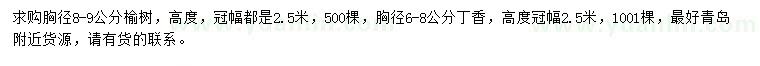 求購(gòu)胸徑8-9公分榆樹、胸徑6-8公分丁香