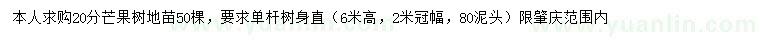 求購20公分芒果