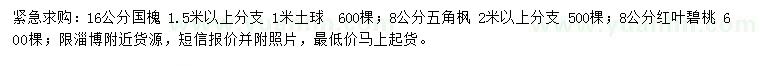求購國槐、五角楓、紅葉碧桃