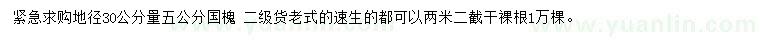 求購30公分量5公分國槐