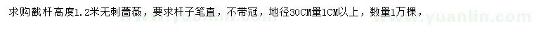 求購(gòu)30公分量1公分以上無(wú)刺薔薇
