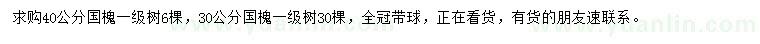 求購(gòu)40公分國(guó)槐、30公分國(guó)槐