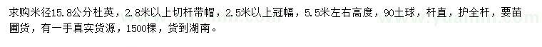 求購米徑15.8公分杜英