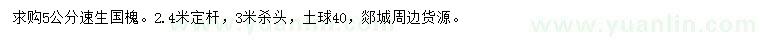 求購5公分速生國槐