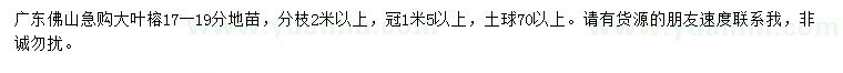 求購17-19公分大葉榕